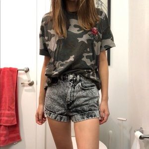 American Apparel Acid Washed High Waisted Shorts